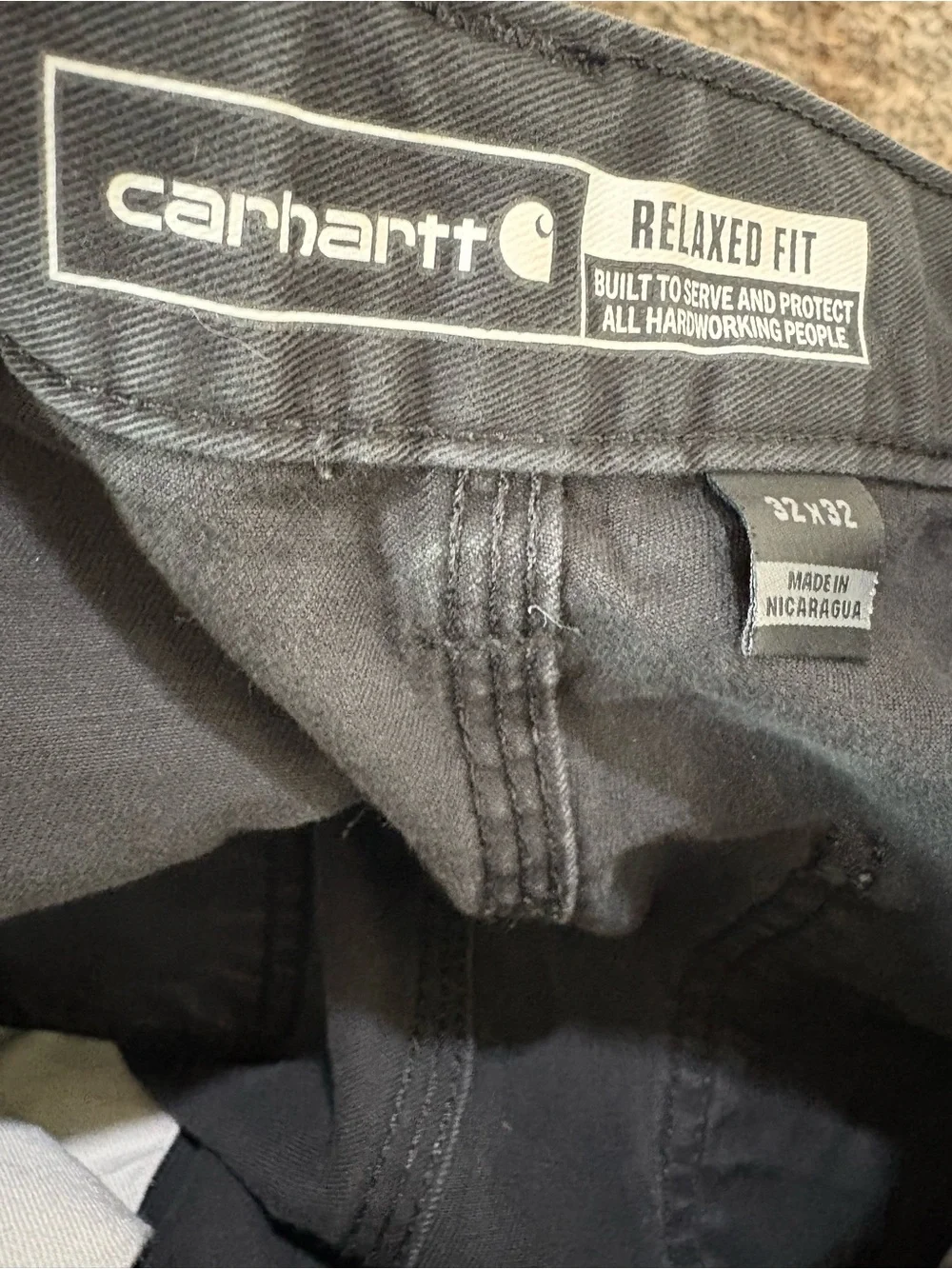 Carhartt Men's 32X32 Black Utility Work Wear Relaxed Fit Carpenter Pants stains